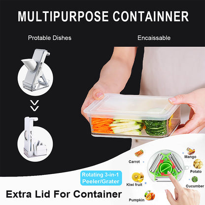 Adjustable Mandoline Vegetable Slicer – 3-in-1 Food Cutter, Dicer & Julienne Tool for Fast Meal Prep