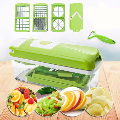 12-Piece Multifunction Vegetable Chopper Set – Food Slicer, Dicer, Grater & Cutter with Container for Fast Meal Prep